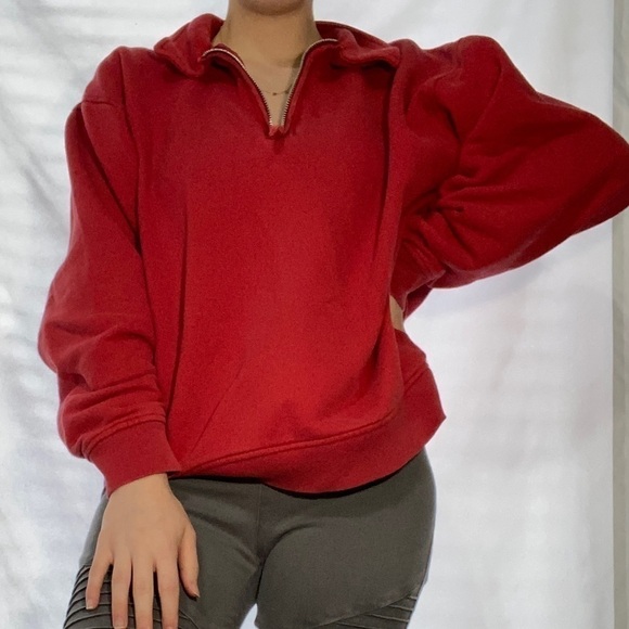 GAP Vintage 1980s Women’s Red Halfway Zip Collared Pullover in Size Large - Picture 7 of 16